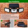 Solar Wall Lamp 74 LEDs 3 Adjustable Head Motion Sensor Flood Light IP65 Waterproof Security Light Outdoor