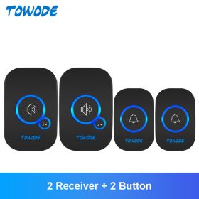 Home Wireless Doorbell 433Mhz Welcome Friend Smart Doorbell 150Meters Long Distance 32 Songs 4 Level Volumes Door Chimes (Color: Black Color Kit 4)