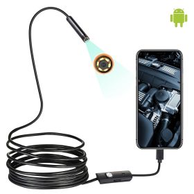 Endoscope Camera Waterproof IP67 Adjustable Soft Hard Wire 6 LEDS 7mm Automotive Endoscope Camera For Android USB Phone PC (size: 5.5mm-1m-soft Wire)