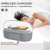 Digital Alarm Clock Radio Bluetooth Speaker Wireless Charger Snooze LED Display Wireless Speaker Loud Alarm Clock Sound Charger