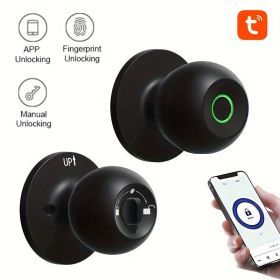 App Controlled Smart Door Knob with Biometric Fingerprint (Color: Black)